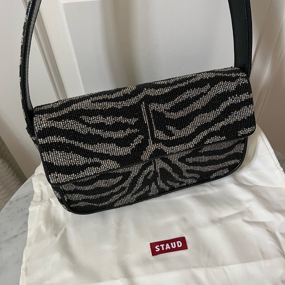 STAUD Beaded Zebra Print shoulder bag - Picture 4 of 4